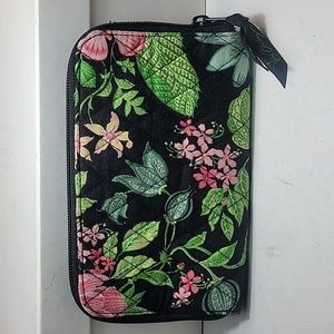 Vera Bradley black floral zip around wallet